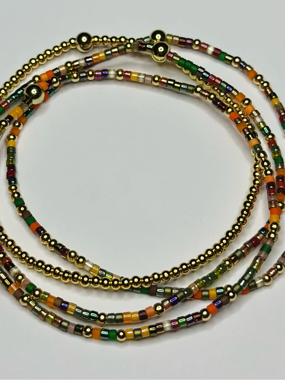 BramFam Beads Gold Filled Fall colored bracelet set of 5